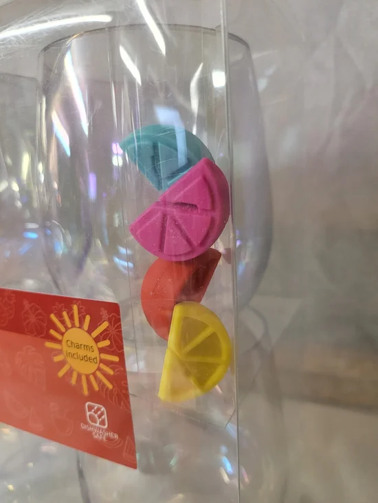 Crofton 4-Pack Iridescent Plastic Wine Glasses with Colorful Charms - Picture 5 of 5